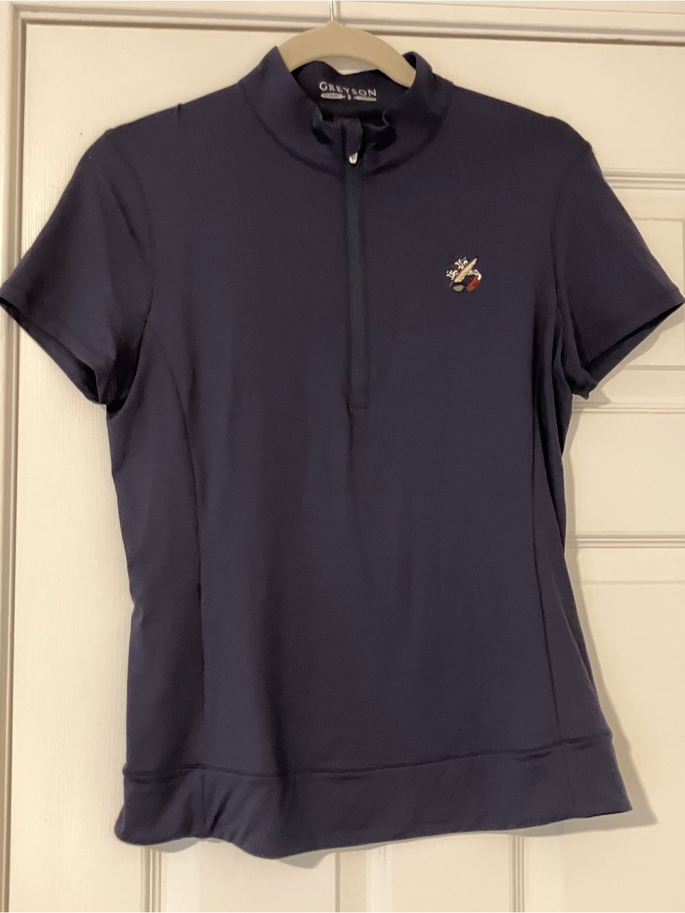 Greyson Navy Blue Halley Quarter Zip Short Sleeve Golf Polo Shirt S
